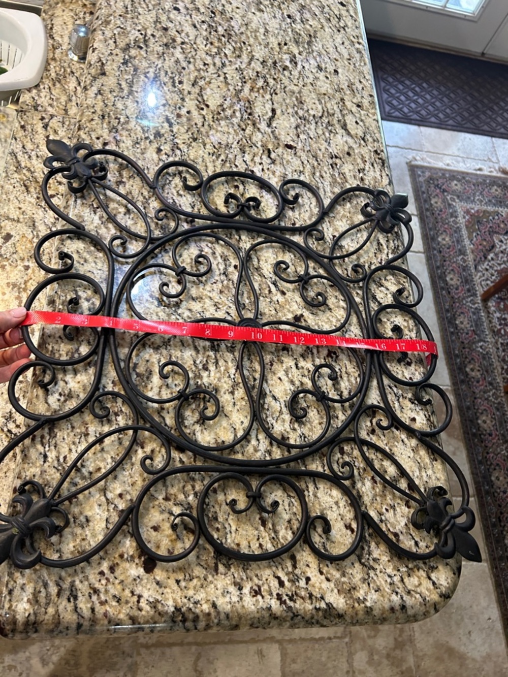 Hand Crafted Black Wrought Iron Wall Scroll Accent - Picture 5 of 9